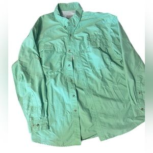 Men’s nylon camping fishing long sleeve button down with pockets sz L